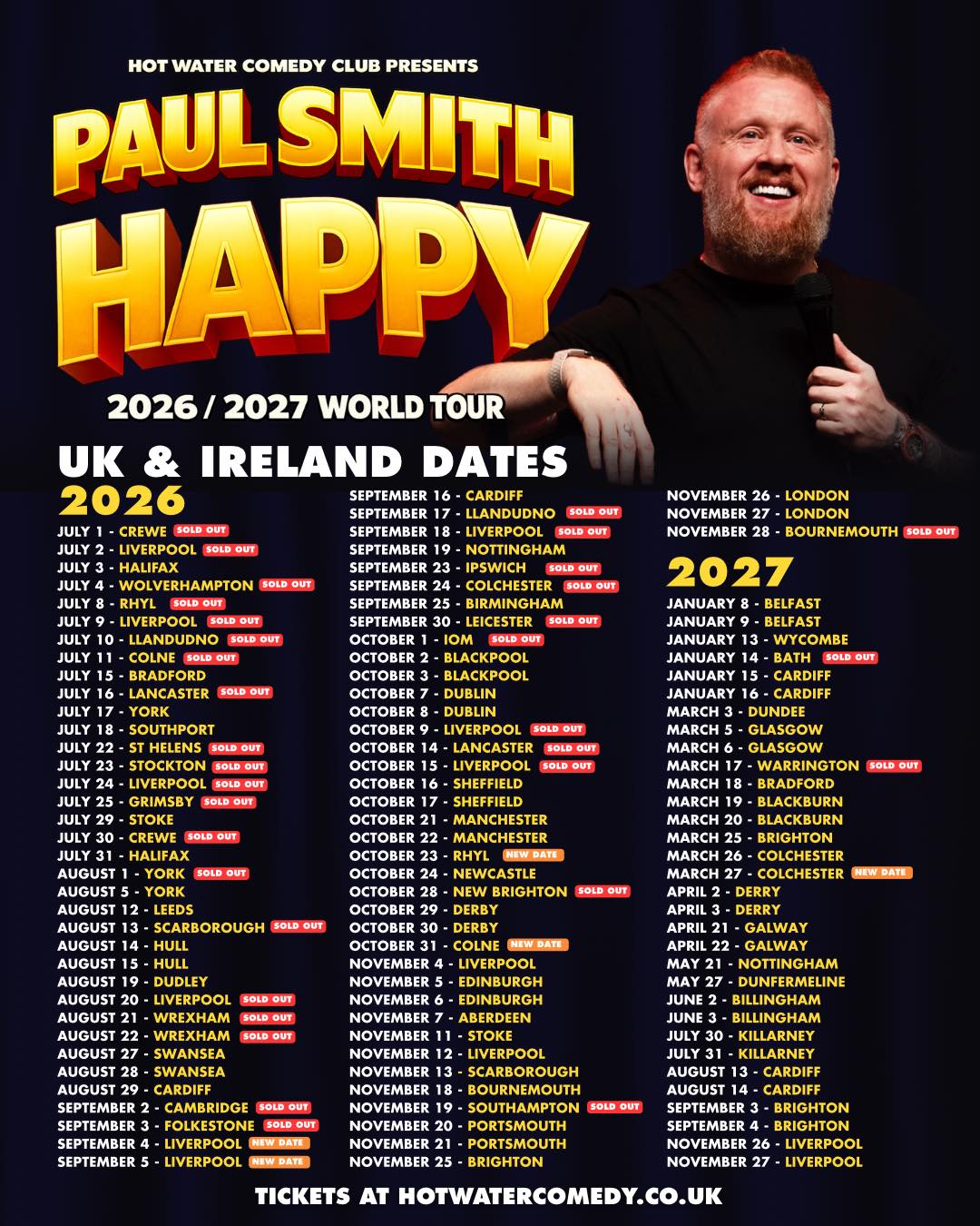 Paul Smith Happy Tour Poster 2026–2027